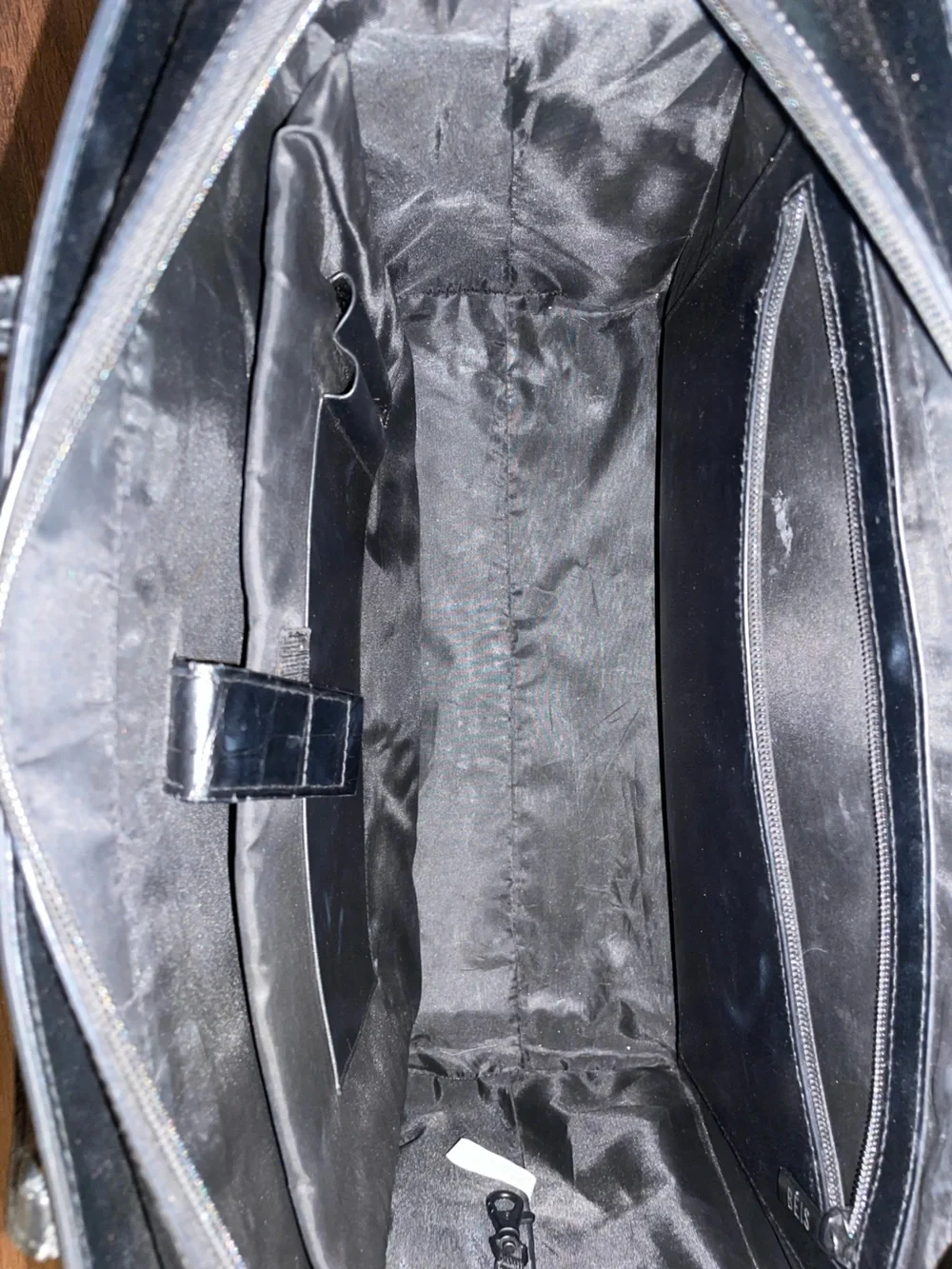 BEIS Black Croc-Embossed Structured Work Tote